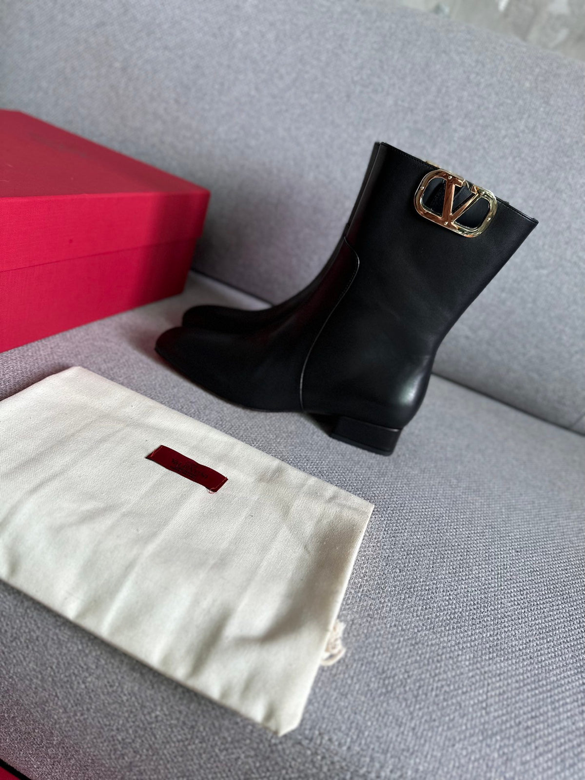 Valentino Women Black Leather Ankle Boots