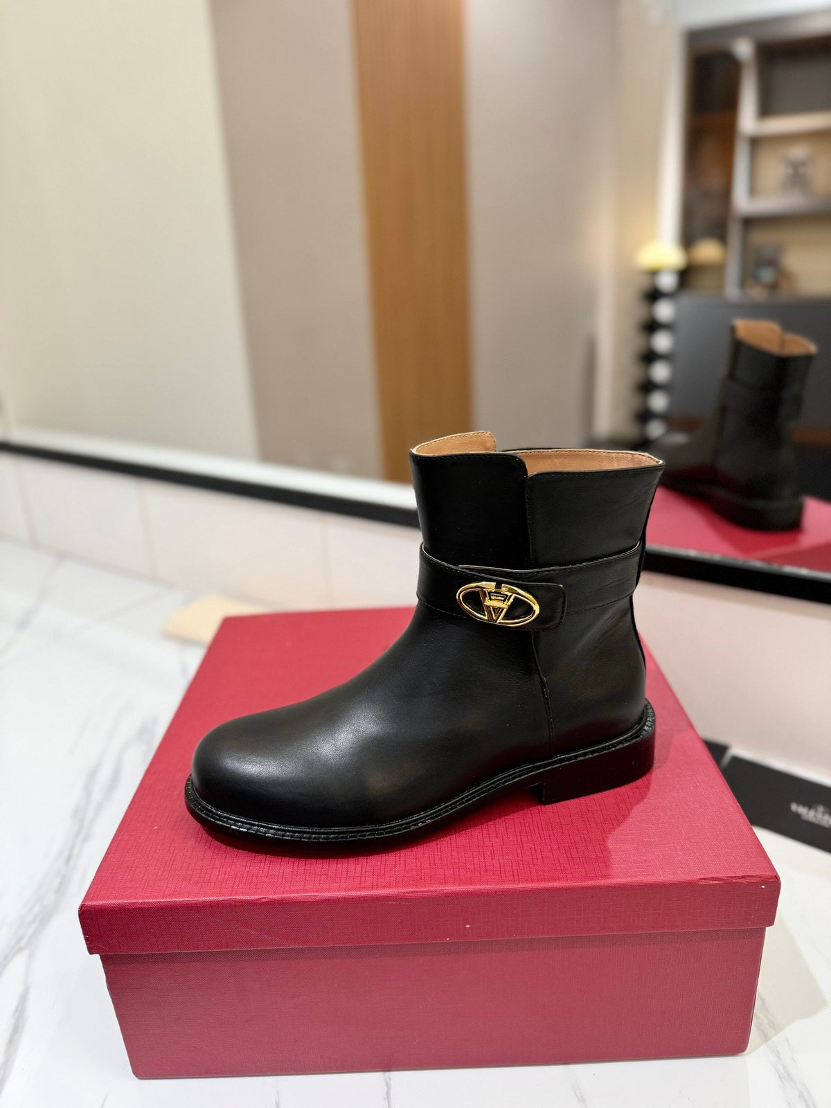 Valentino Women Black Leather Ankle Boots