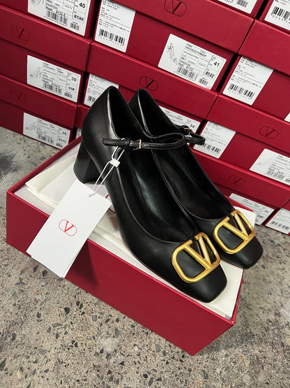 Valentino Women Black Leather Heels