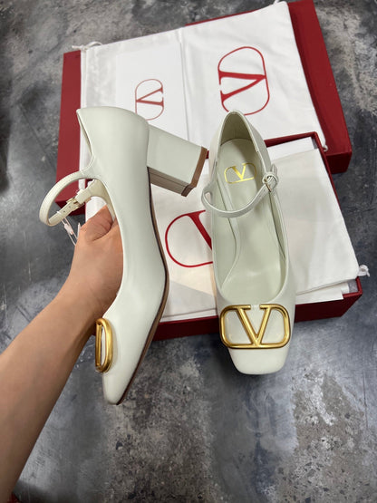 Valentino Women White Leather Heels