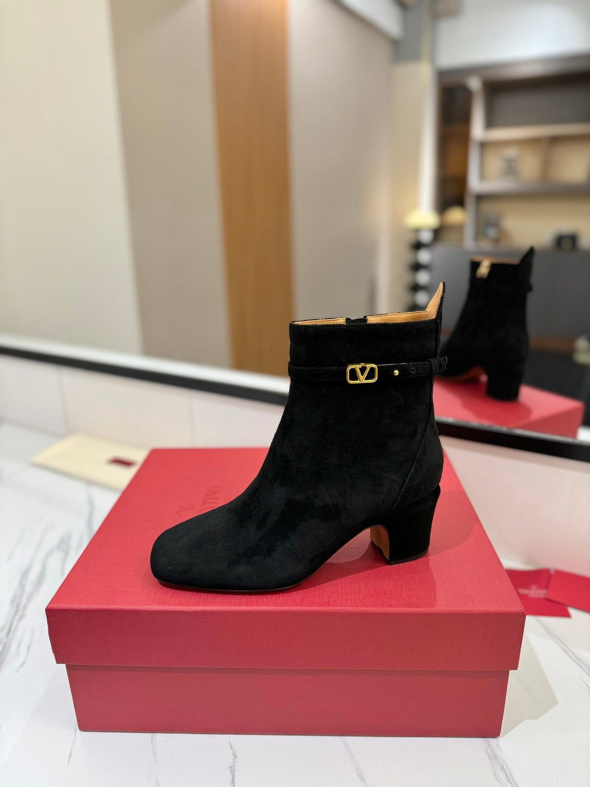Valentino Women Black Suede Ankle Boots