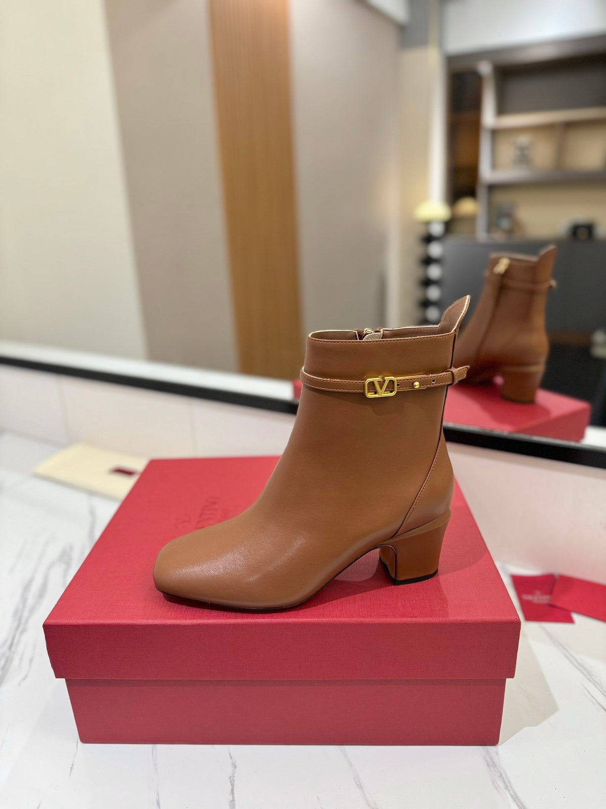 Valentino Women Brown Leather Ankle Boots