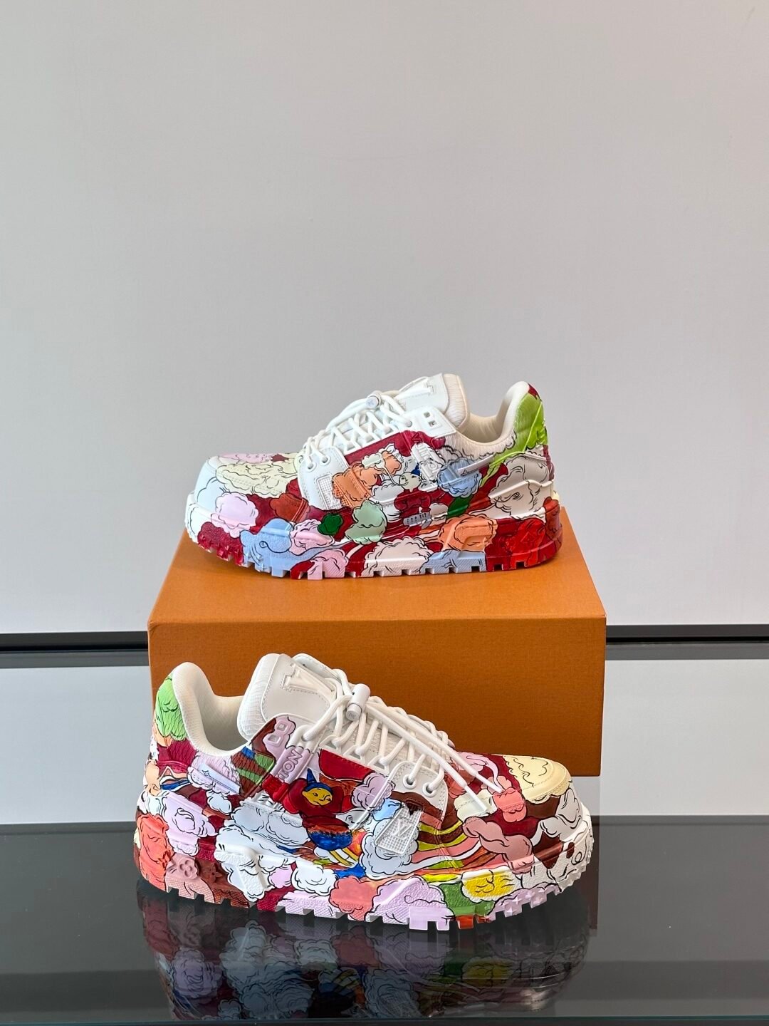 LV Men White Multicolor Leather Sneakers