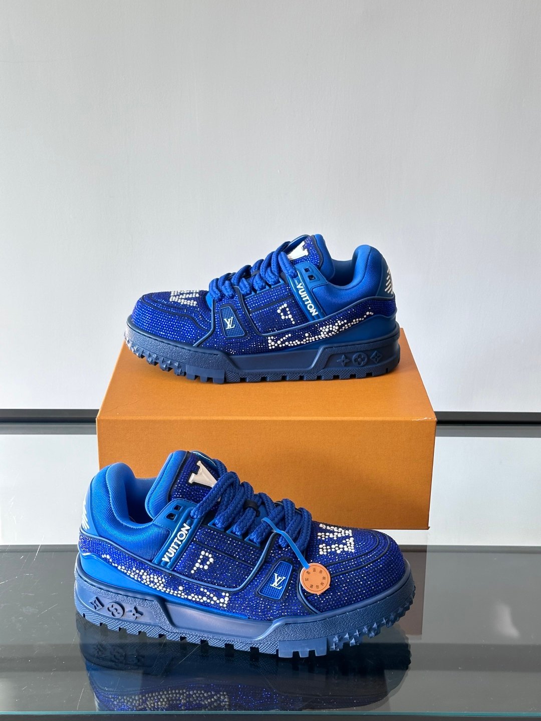 LV Men Blue Fabric Embellished Sneakers