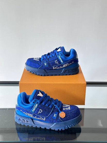 LV Men Blue Fabric Embellished Sneakers