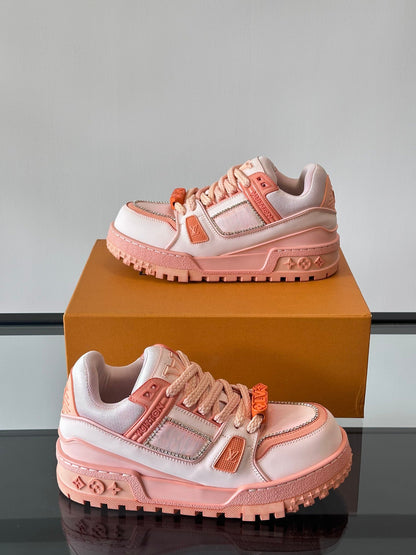 LV Men Pink Leather And Mesh Sneakers