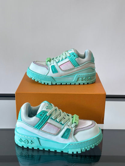 LV Men Mint Green Leather Sneakers