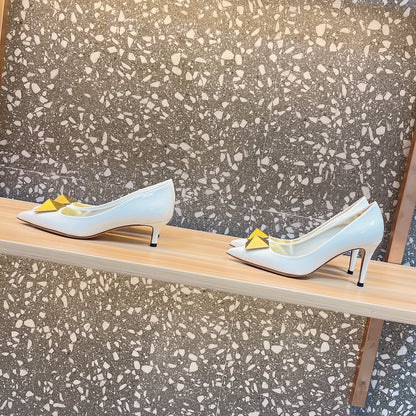 Valentino Women White Patent Leather Heels