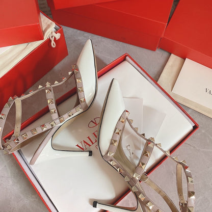 Valentino Women White Patent Leather Rockstud Pumps