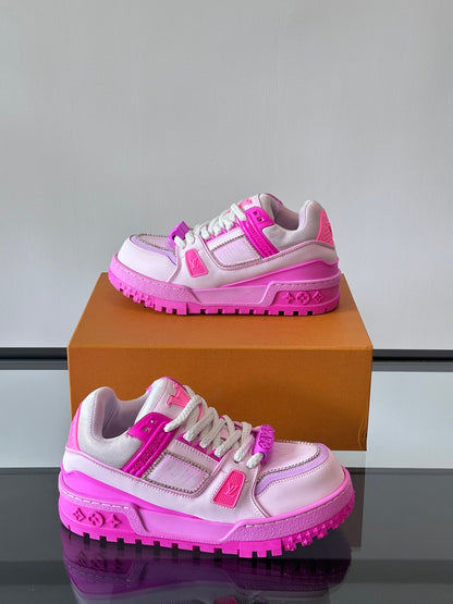 LV Men Pink Leather And Mesh Sneakers