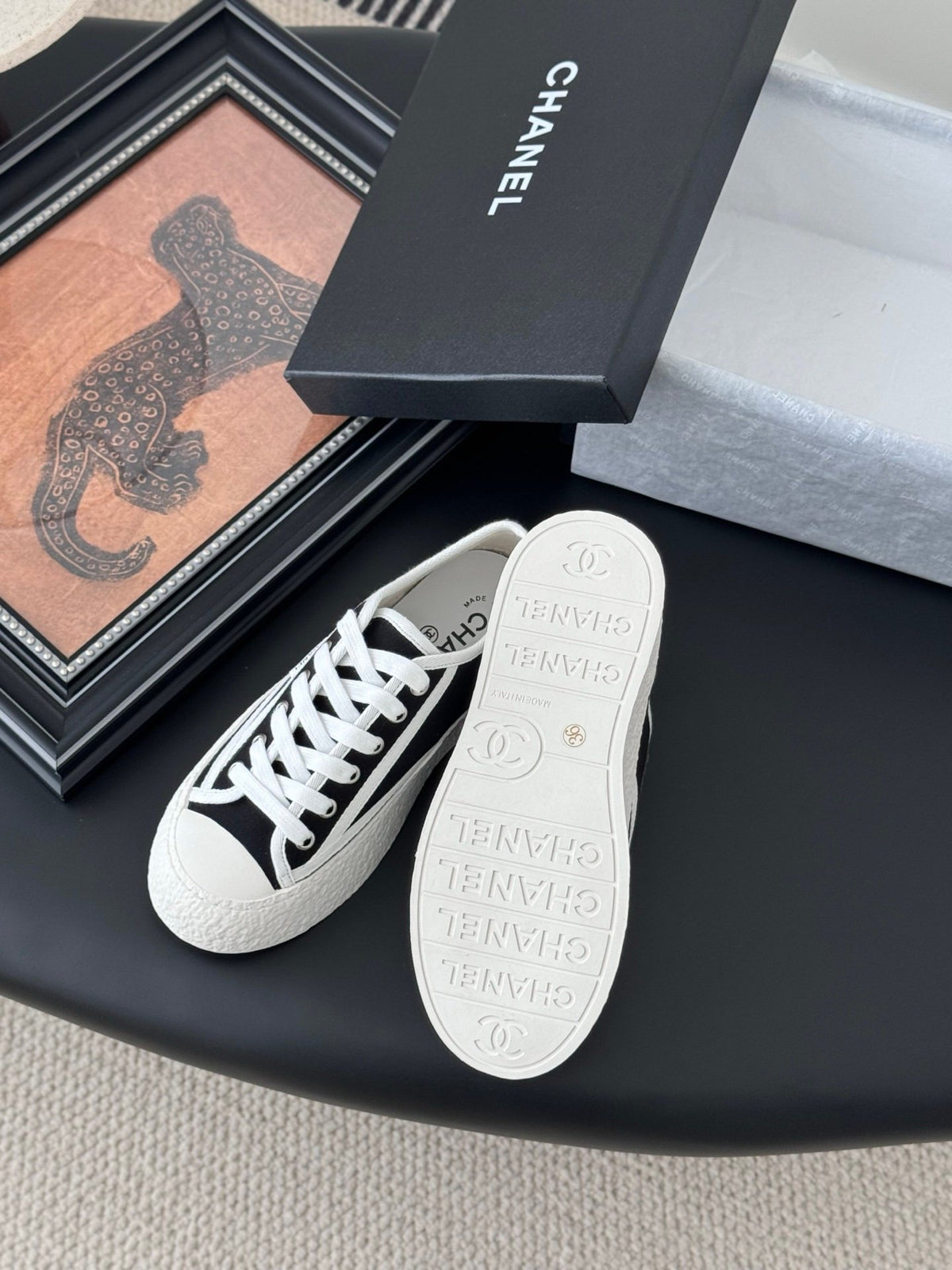 Chanel Women Black Canvas Casual Sneakers