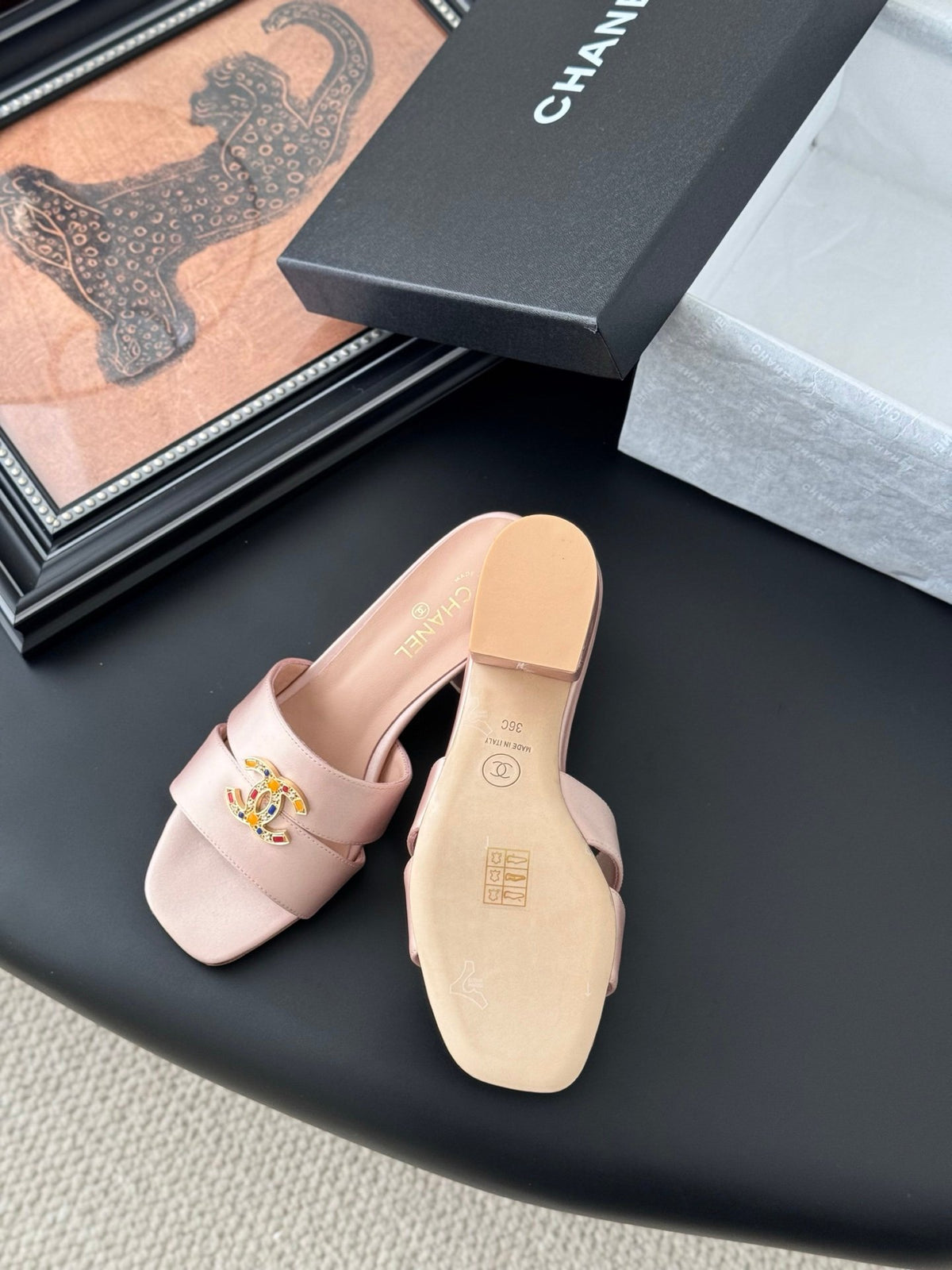 Chanel Women Light Pink Satin Mules