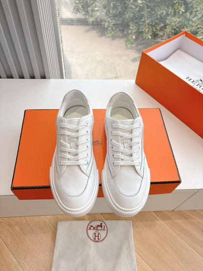 Hermes Women White Leather Sneakers