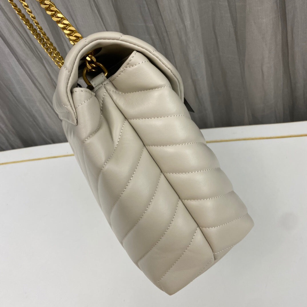 SAINT LAURENT SM LOULOU MONOGRAM QUILTED LEATHER BAG