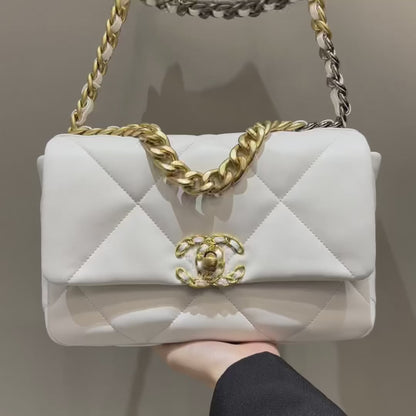 CHANEL 19 Bag Small White