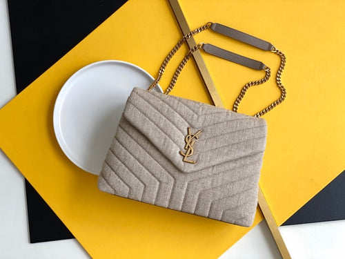 Saint Laurent Beige Suede Y Quilted Monogram