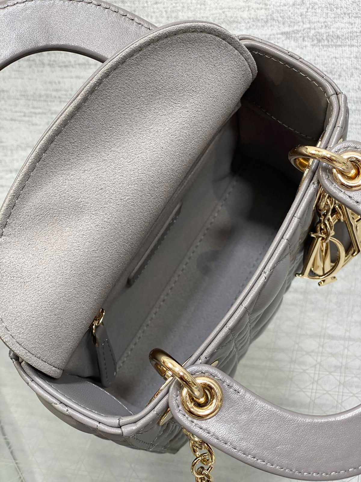 Christian Dior Mini Lady Dior bag in gray