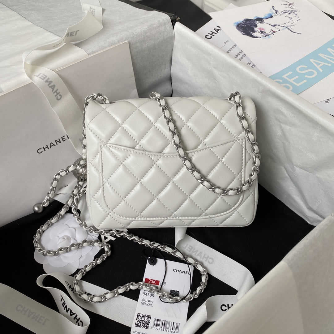Chanel Mini Silver 22 White Calfskin