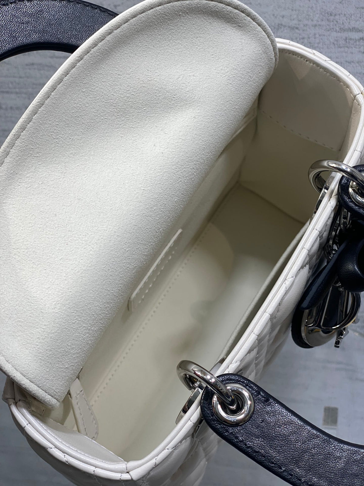 DIOR Lady Dior Bag with Chain Two-Tone Latte and Black