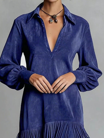 Fringed Lantern Sleeve Dress