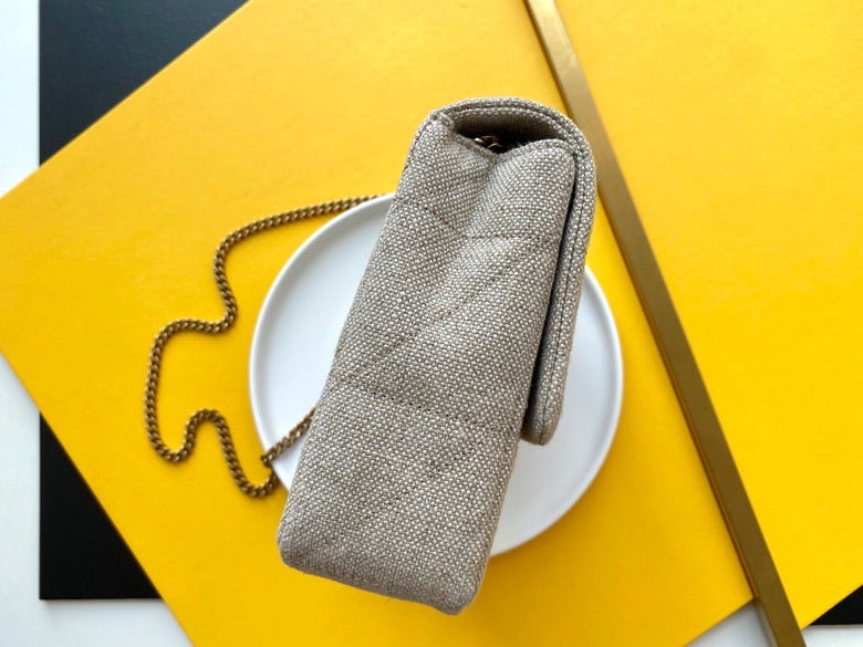 Saint Laurent Beige Suede Y Quilted Monogram