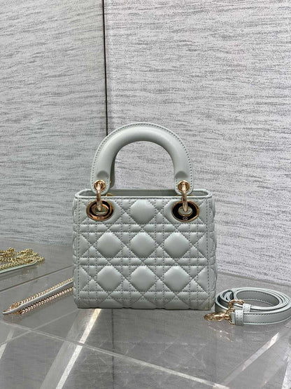 Dior Mini Lady Dior Bag in opaline gray