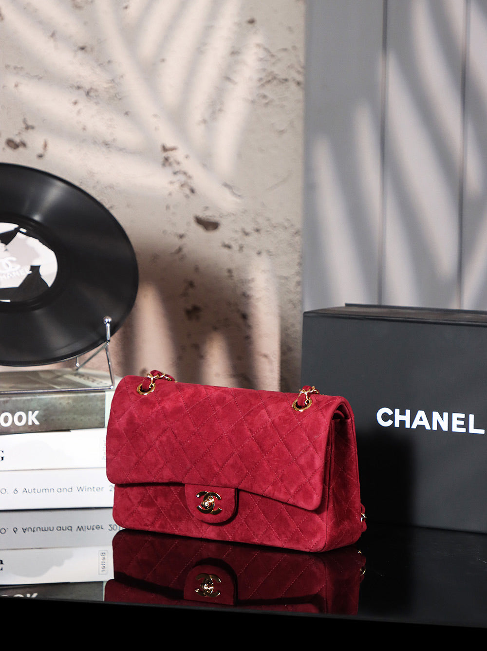 CHANEL Vintage Double Flap Bag Suede