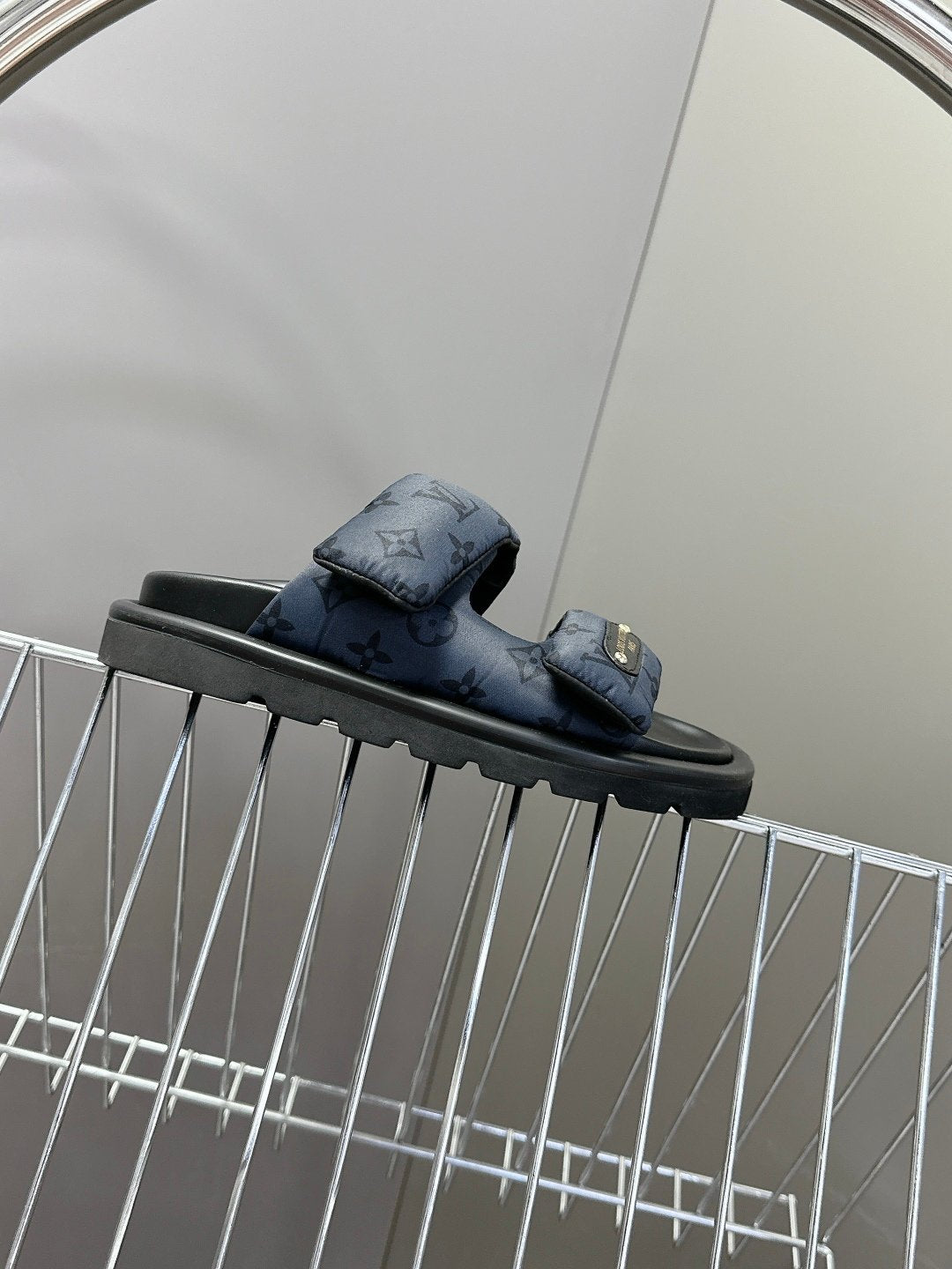 LV Women Blue Fabric Leather Sandals