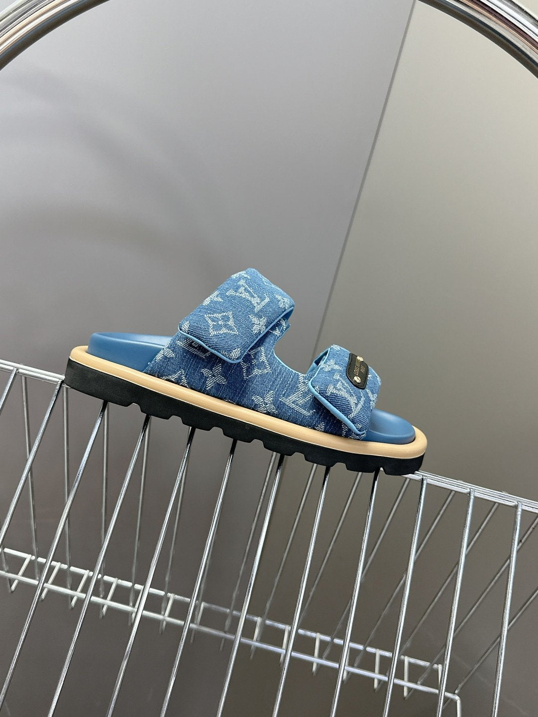 LV Women Blue Denim Leather Sandals