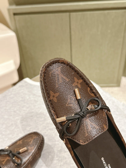LV Women Brown Leather Loafers