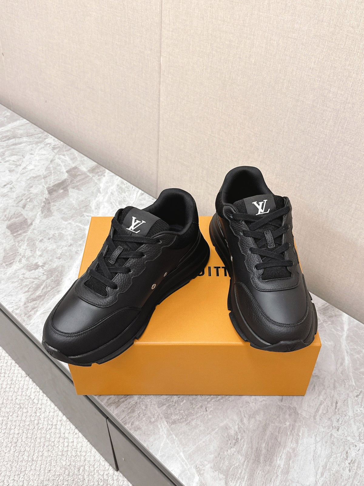 LV Women Black Leather Sneakers
