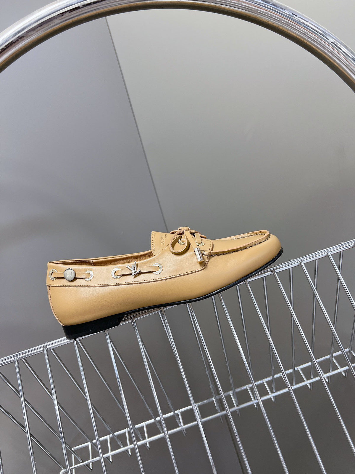 LV Women Beige Leather Loafers