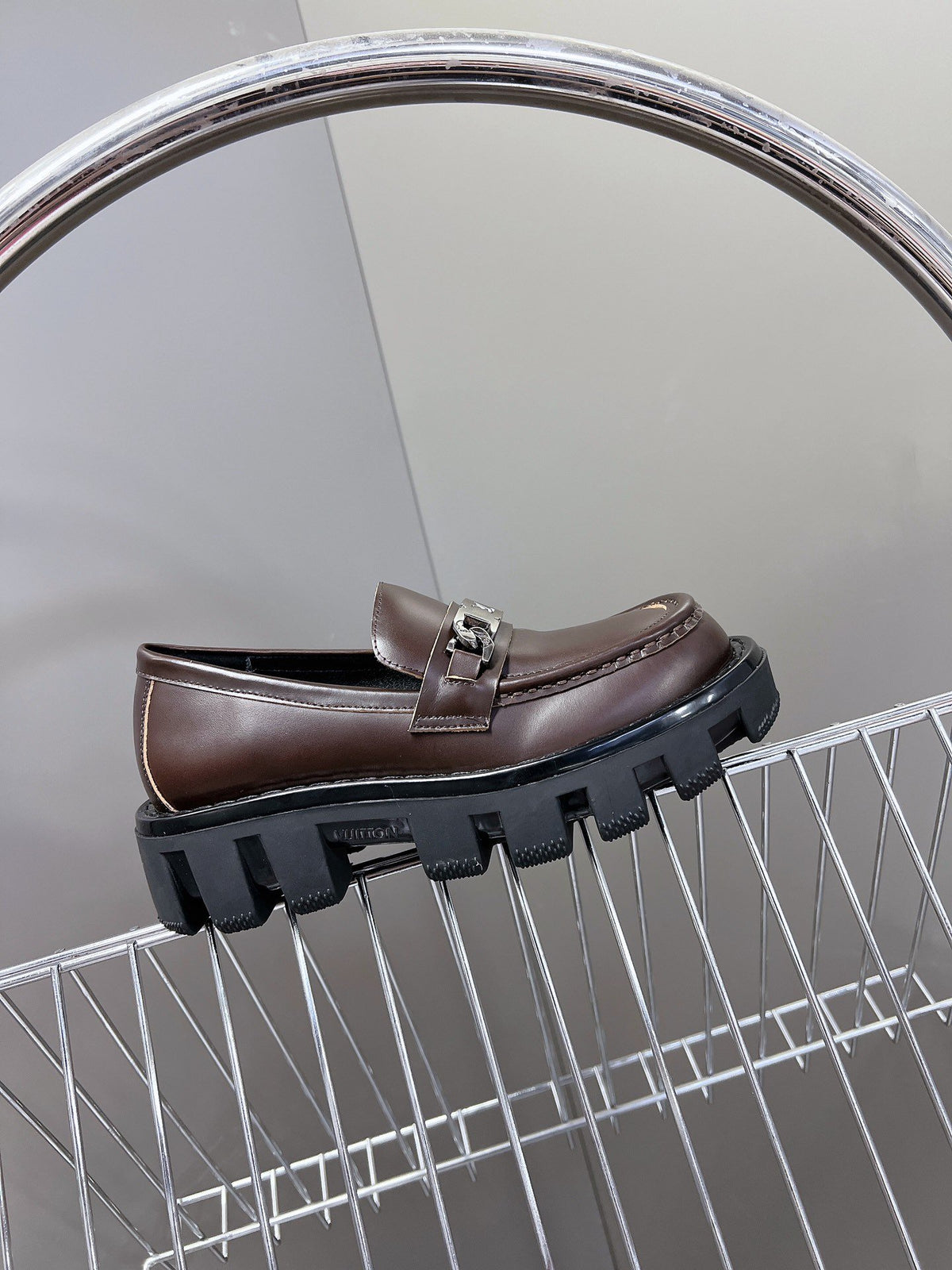 LV Women Brown Leather Chunky Loafers