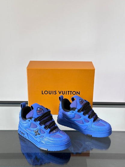 LV Men Blue Mesh And Leather Sneakers