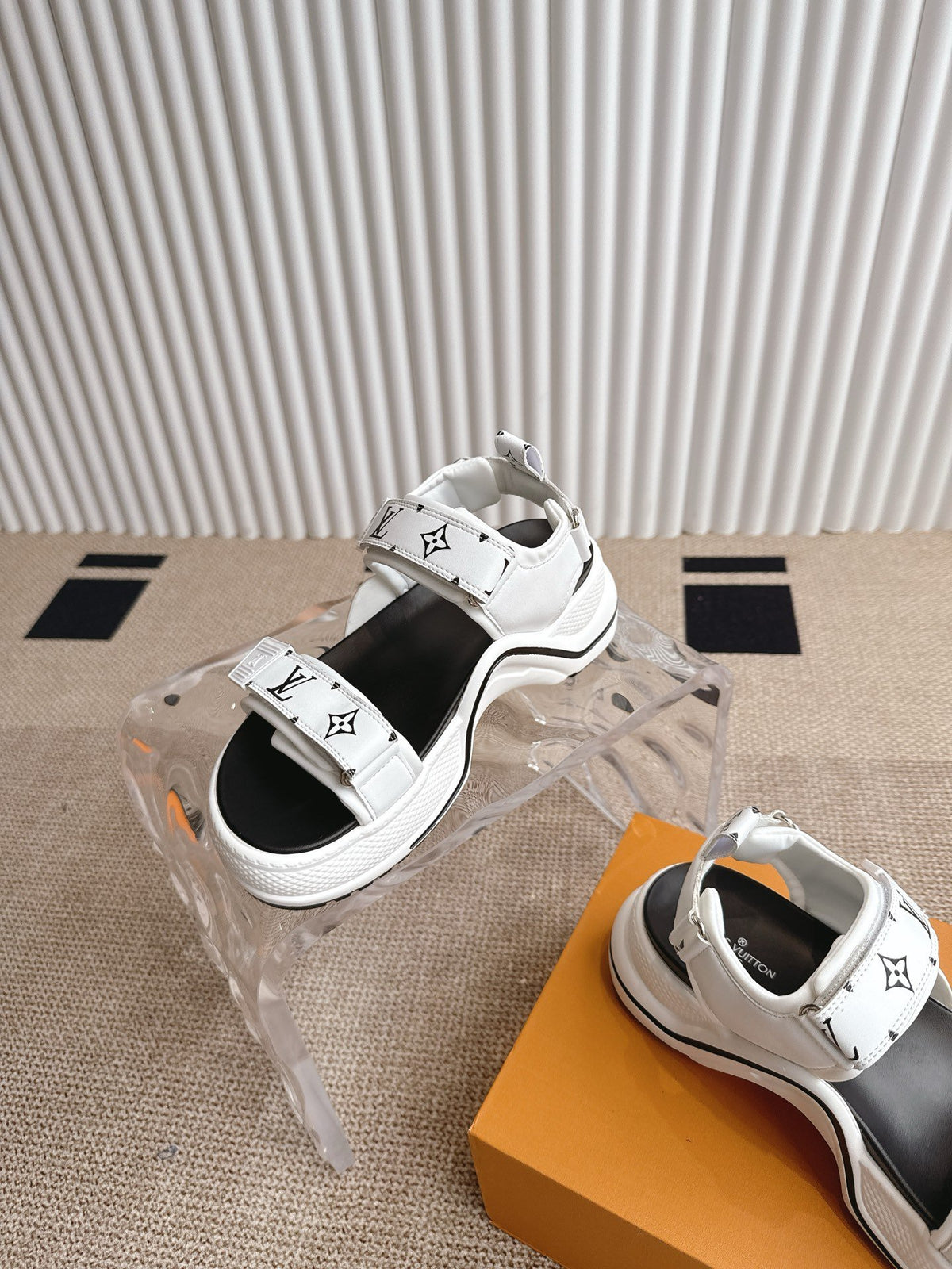 LV Women White Synthetic Strap Sandals