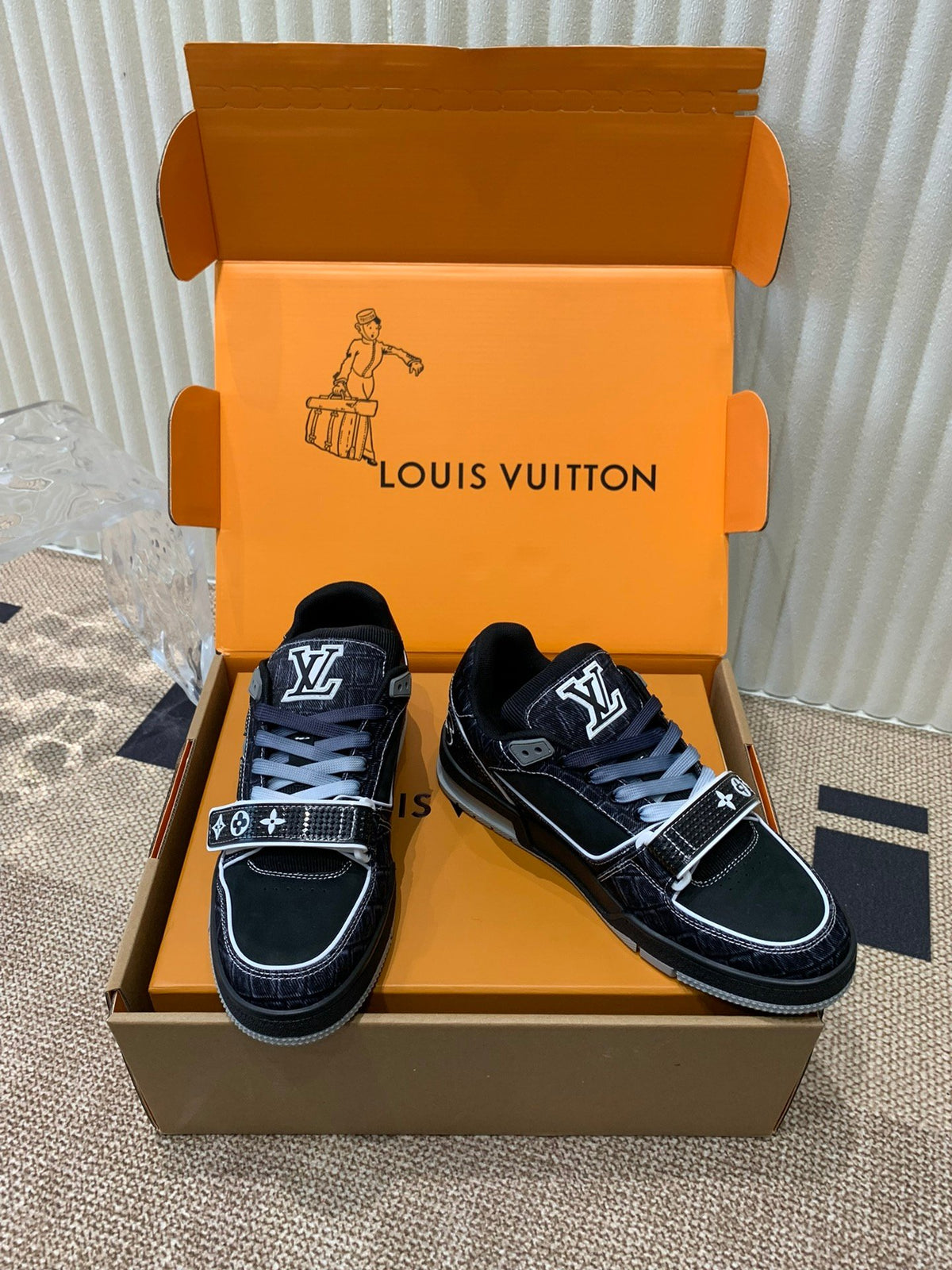 LV Women Black Fabric Sneakers