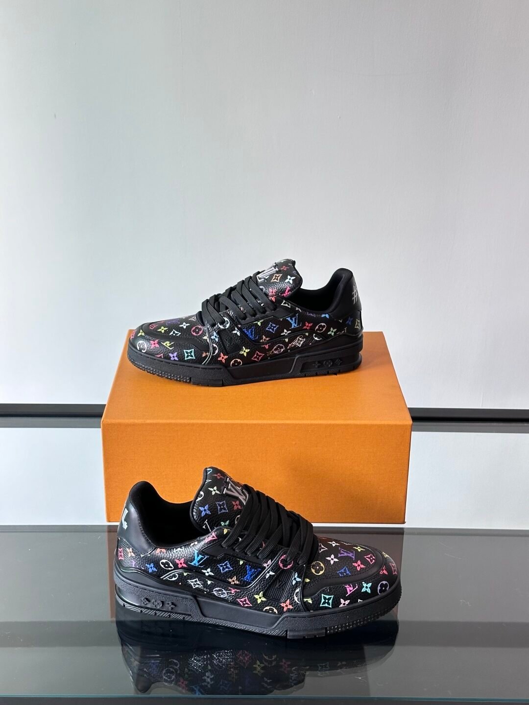 LV Men Black Multicolor Leather Sneakers