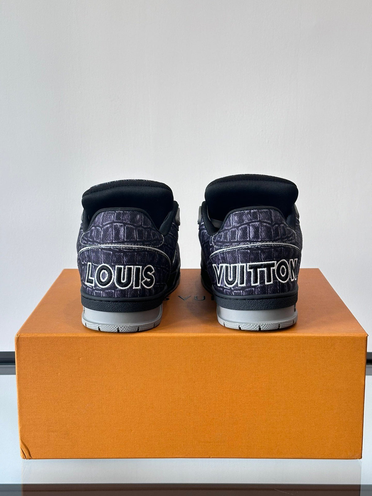 LV Men Black Fabric Sneakers