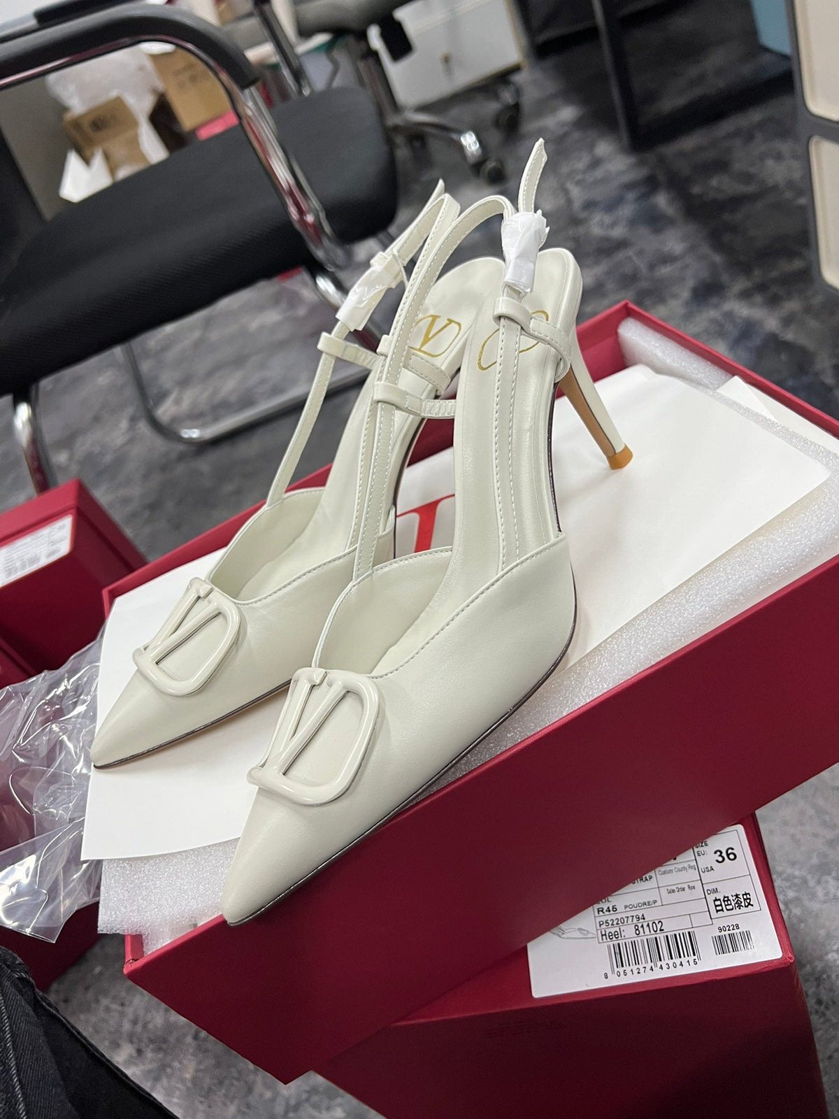 Valentino Women White Slingback Leather Pumps
