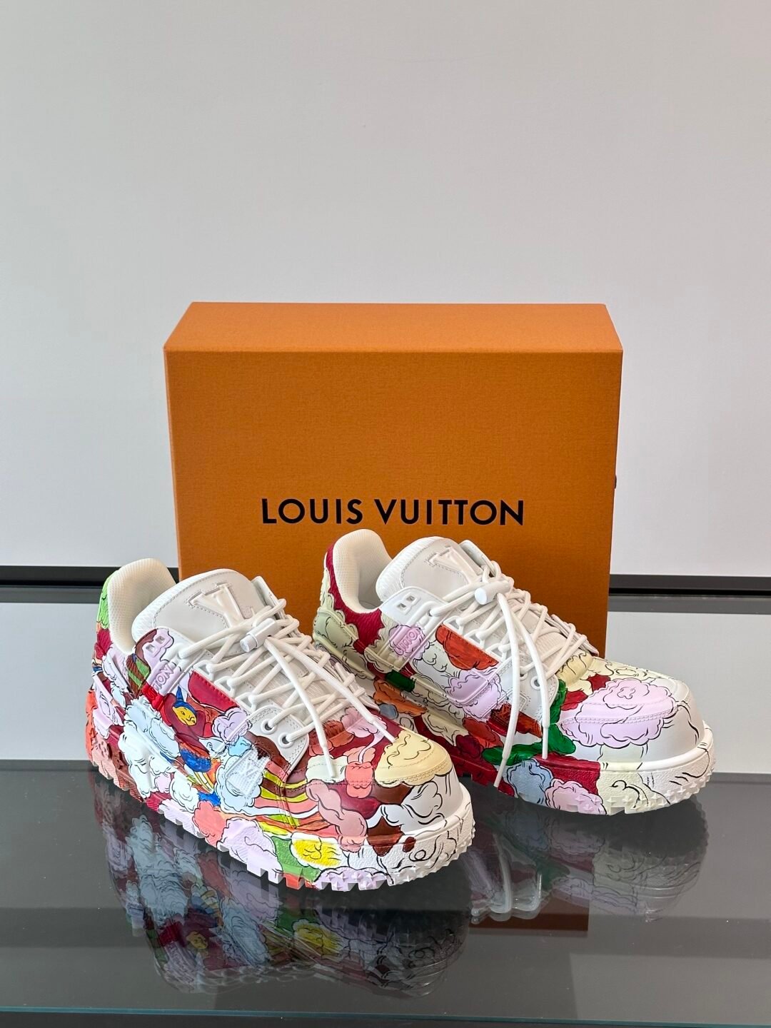 LV Men White Multicolor Leather Sneakers