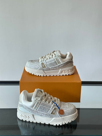 LV Men White Mesh And Leather Sneakers