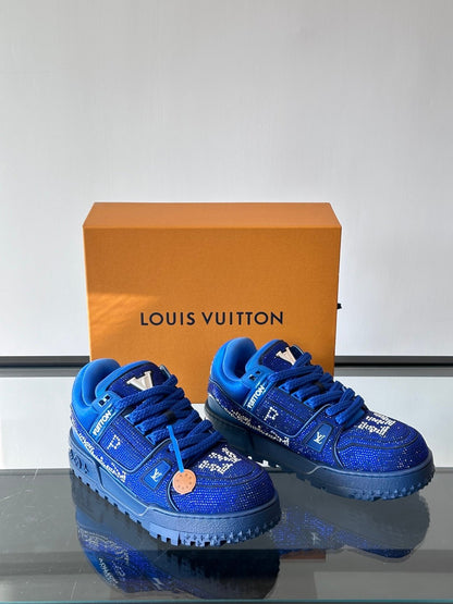LV Men Blue Fabric Embellished Sneakers