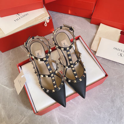 Valentino Women Black Leather Studded Pumps