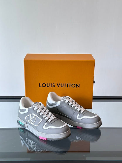 LV Men Grey White Leather Sneakers