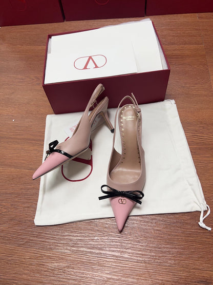Valentino Women Pink Leather Pointed Toe Pumps