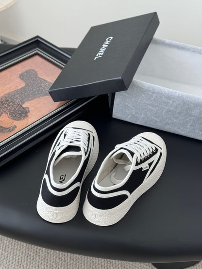Chanel Women Black Canvas Casual Sneakers