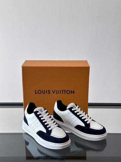 LV Men White Leather Suede Sneakers