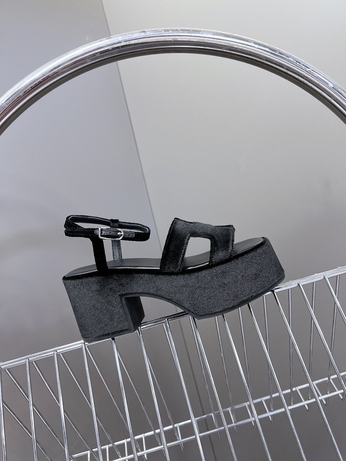 Hermes Women Black Suede Leather Sandals