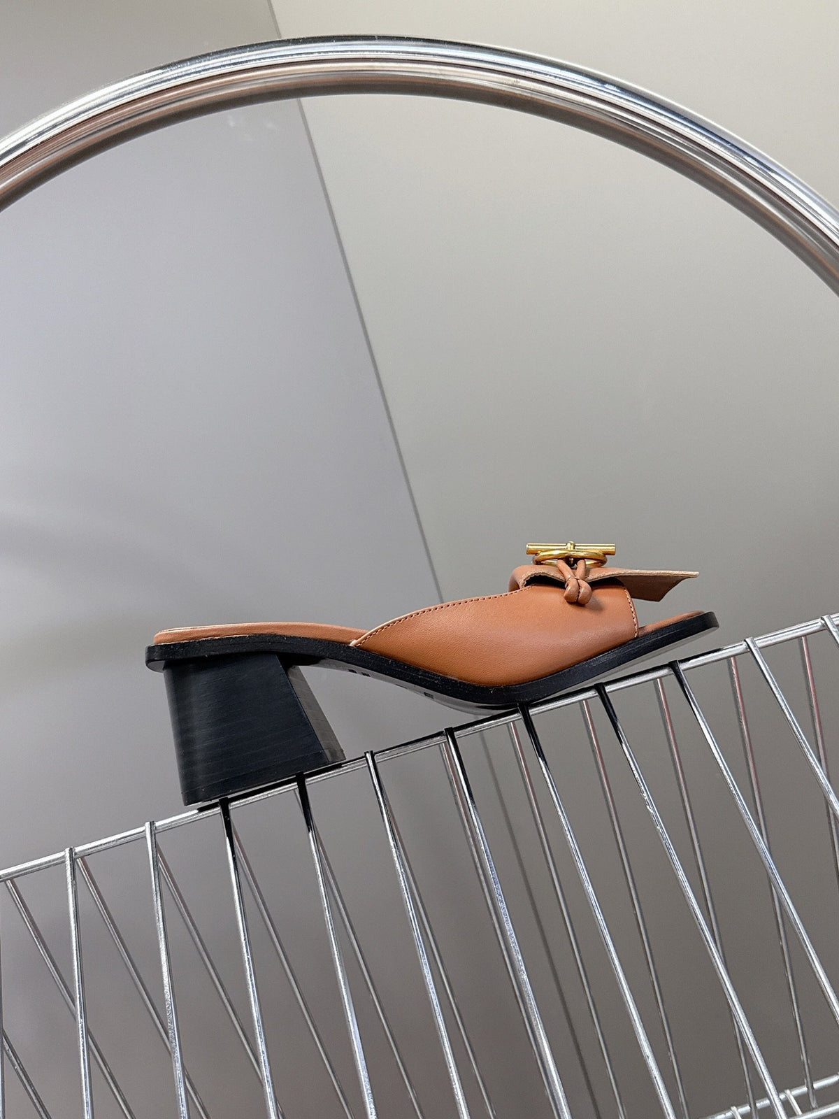 Hermes Women Brown Leather Heels