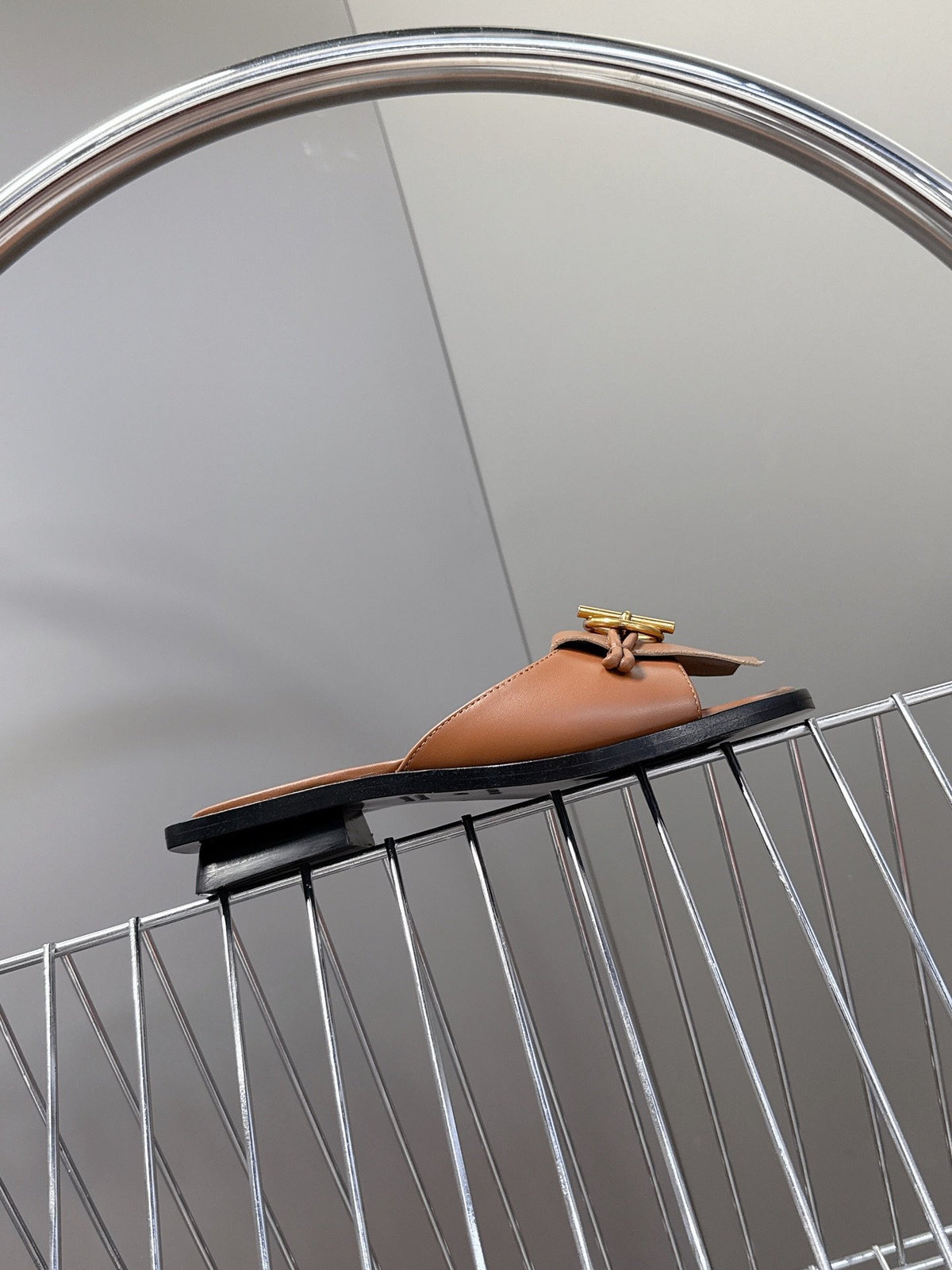 Hermes Women Brown Leather Flat Mules